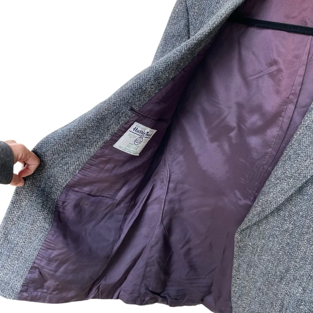HARRIS TWEED Vintage Hand Woven Wool Blazer Blue Grey 44 - Picture 5 of 6